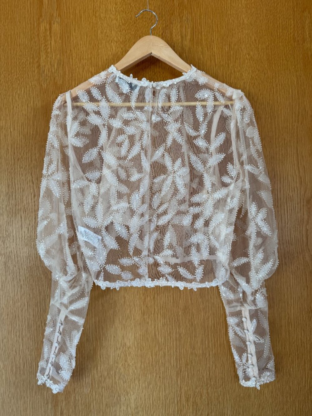 WAYF Sequin Beaded Long Sleeve Crop Top - Picture 2 of 7